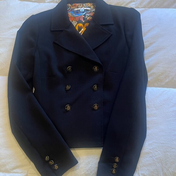 CAbi Navy, Double Breasted jacket, size 0 with beautiful detail - Picture 1 of 10